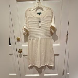 NWT Lauren Ralph Lauren size XL cream, short sleeved, round neck, knit dress